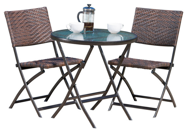 Gdf Studio 3 Piece Cantinela Outdoor Wicker Folding Bistro Set Gdf Studio 3 Piece Cantinela Outdoor