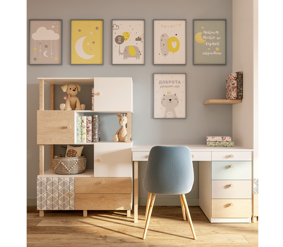 Четырех-комнатная квартира в светлых тонах.