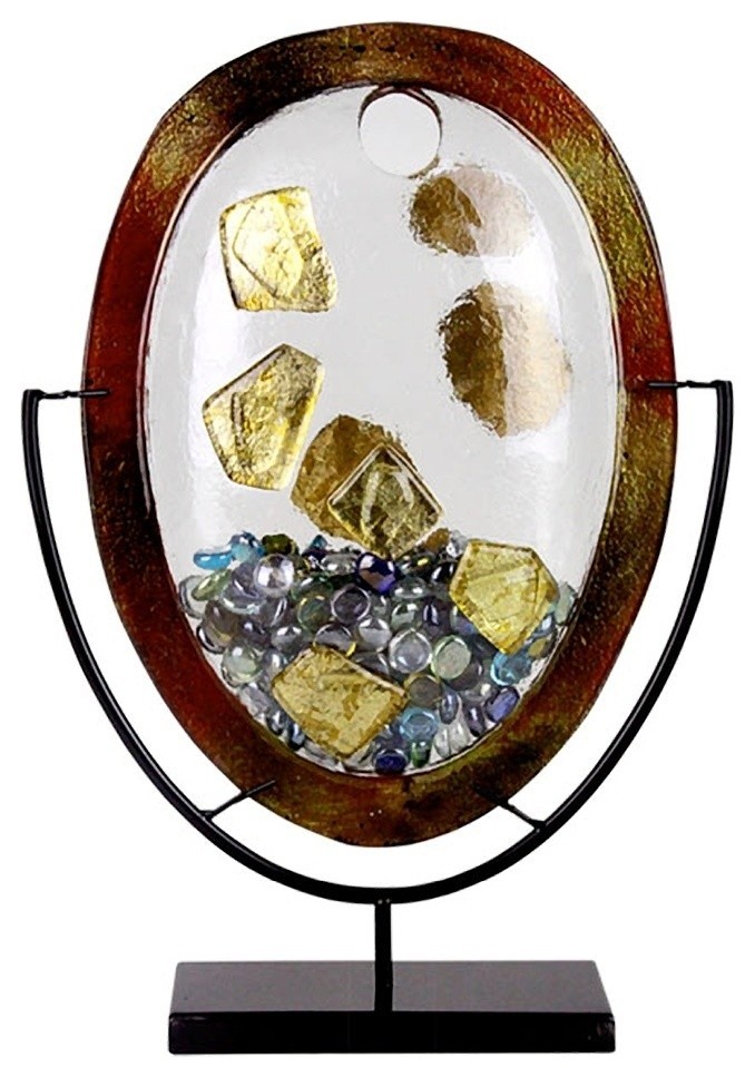 New Concept Series, Golden Nugget Oval Vase Contemporary Decorative