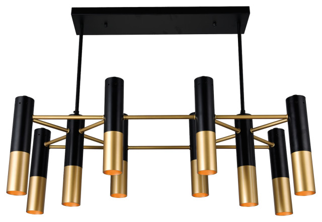 10 Light Down Chandelier With Matte Black Rose Gold Finish Modern Kitchen Island Lighting By Cwi Houzz 10 Light Down Chandelier With Matte, Rose Gold And Black Chandelier