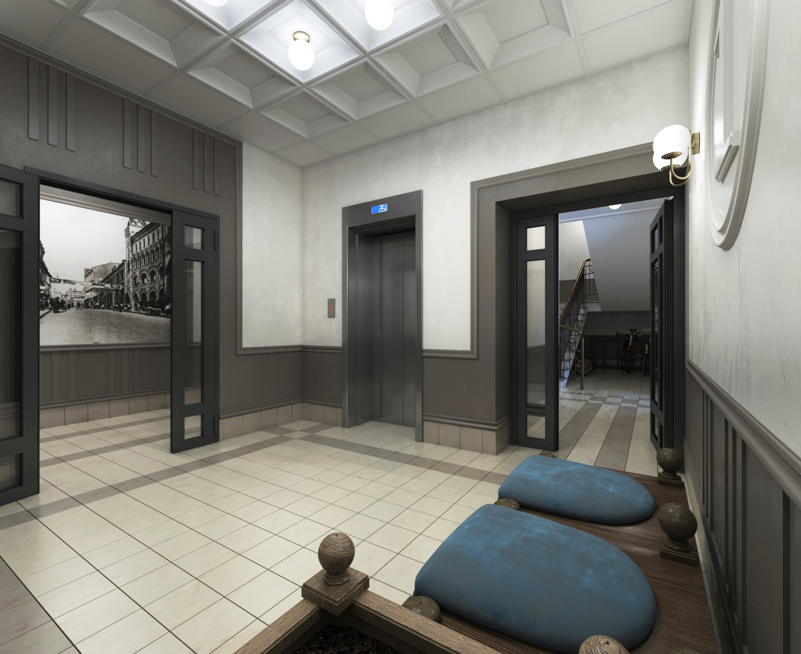 Интерьеры МОП, ЖК "БУЛГАКОВ", СК "СТРИЖИ"