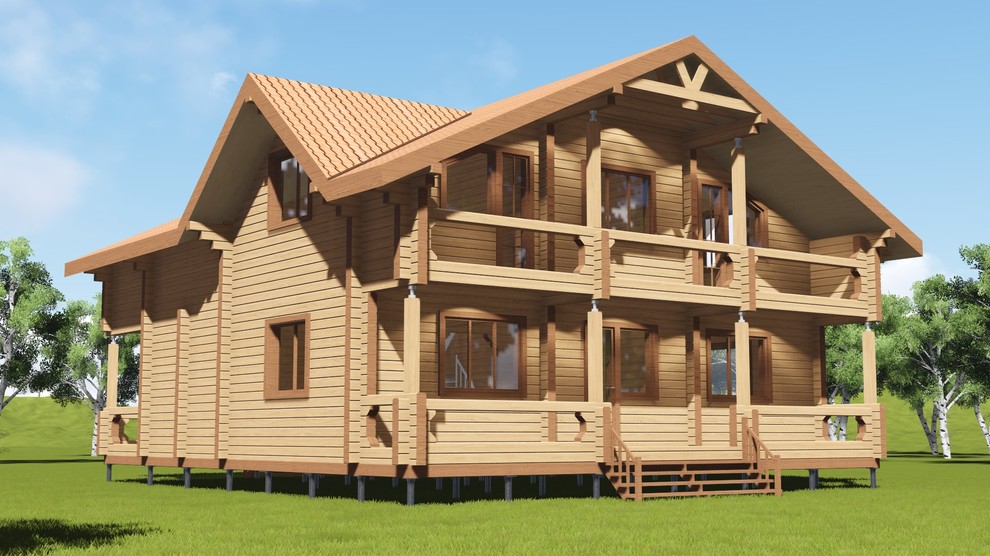 Двухэтажный дом 237м2 из бруса 180х180 — проект 281
