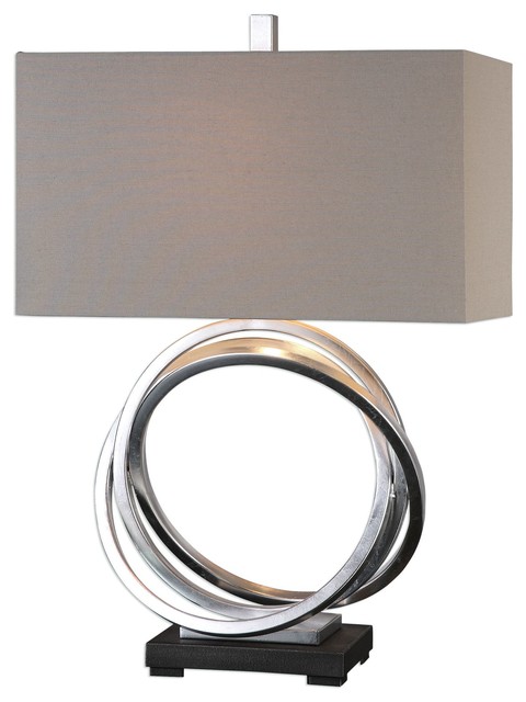 Entwined Silver Circles Table Lamp Open Rings Elegant Beige Shade Entwined Silver Circles Table Lamp Open Rings Elegant Beige Shade Transitional Lamps By Innovations Designer Home Decor Accent Furniture