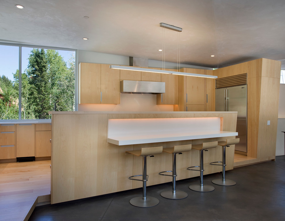 Example of a minimalist kitchen design in Denver