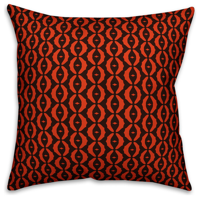 Oval Pattern, Red Throw Pillow Cover Contemporary Decorative