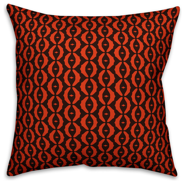 Oval Pattern, Red Throw Pillow Cover, 18"x18"