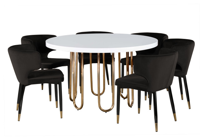Willow 54 Round Dining Table And 6 Chairs Set Midcentury Sets By Statements J Houzz Willow 54 Round Dining Table And 6, 54 Round Dining Table With 6 Chairs