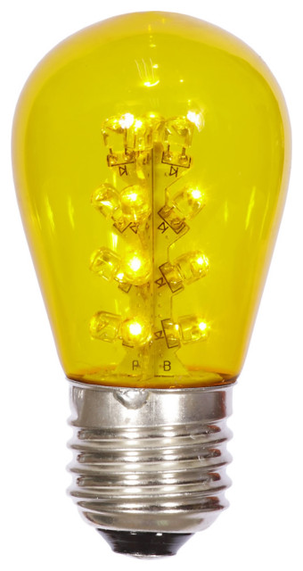 S14 LED Yellow Transp Bulb E26 Base 5-Pack