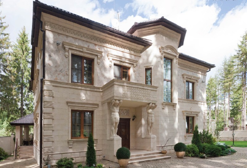 облицовка фасадов травертином из Ирана