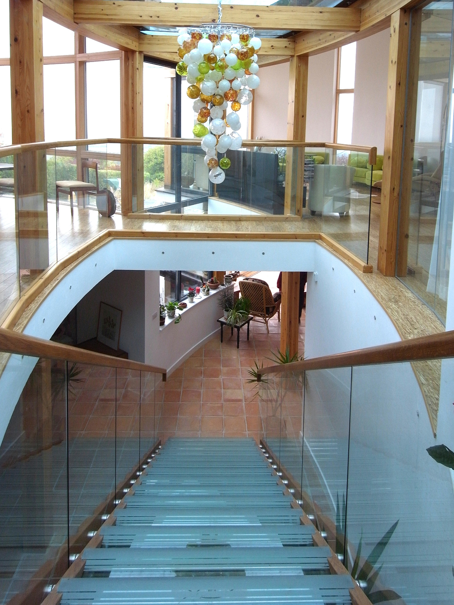 Extra wide glass stairs