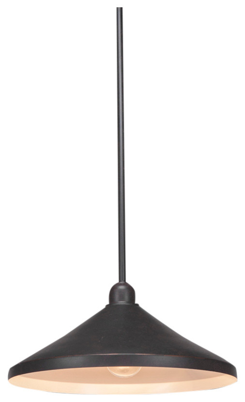 Vintage Stem Mini Pendant In Dark Granite, 14" Dark Granite Metal