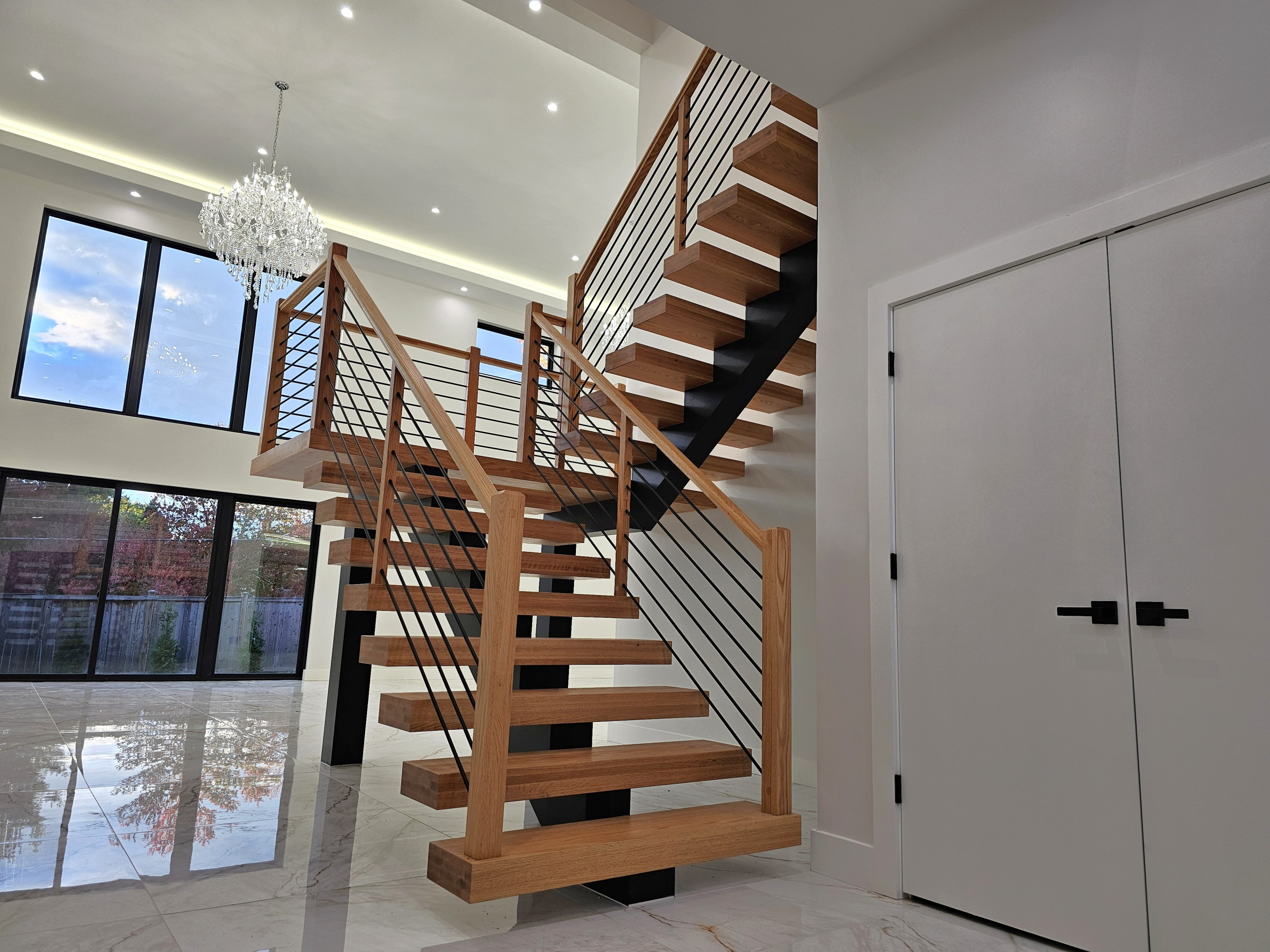143_Modern Floating Red Oak and Metal Staircase, Sterling, VA