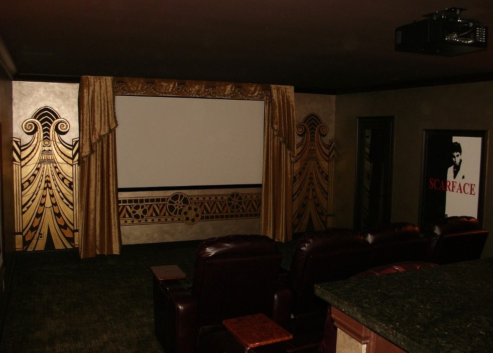 Large eclectic home theatre in Cleveland.