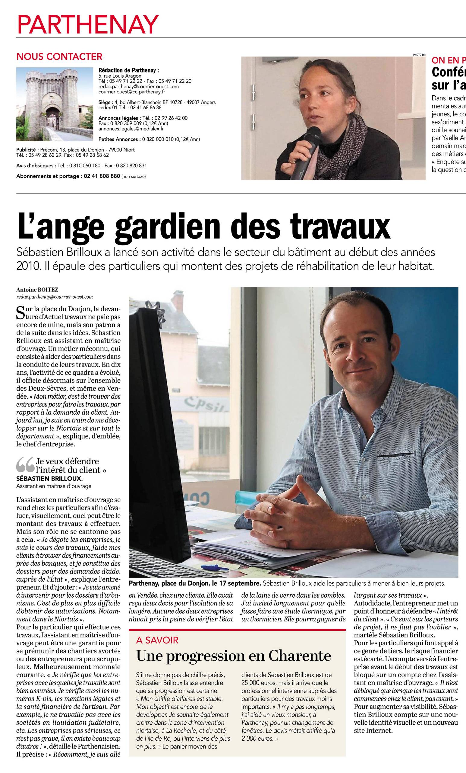 Parution Courrier de l'Ouest