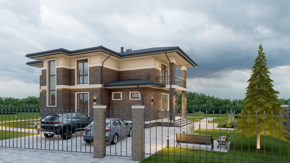 Проект двухэтажного дома в стиле Райта 265 кв.м