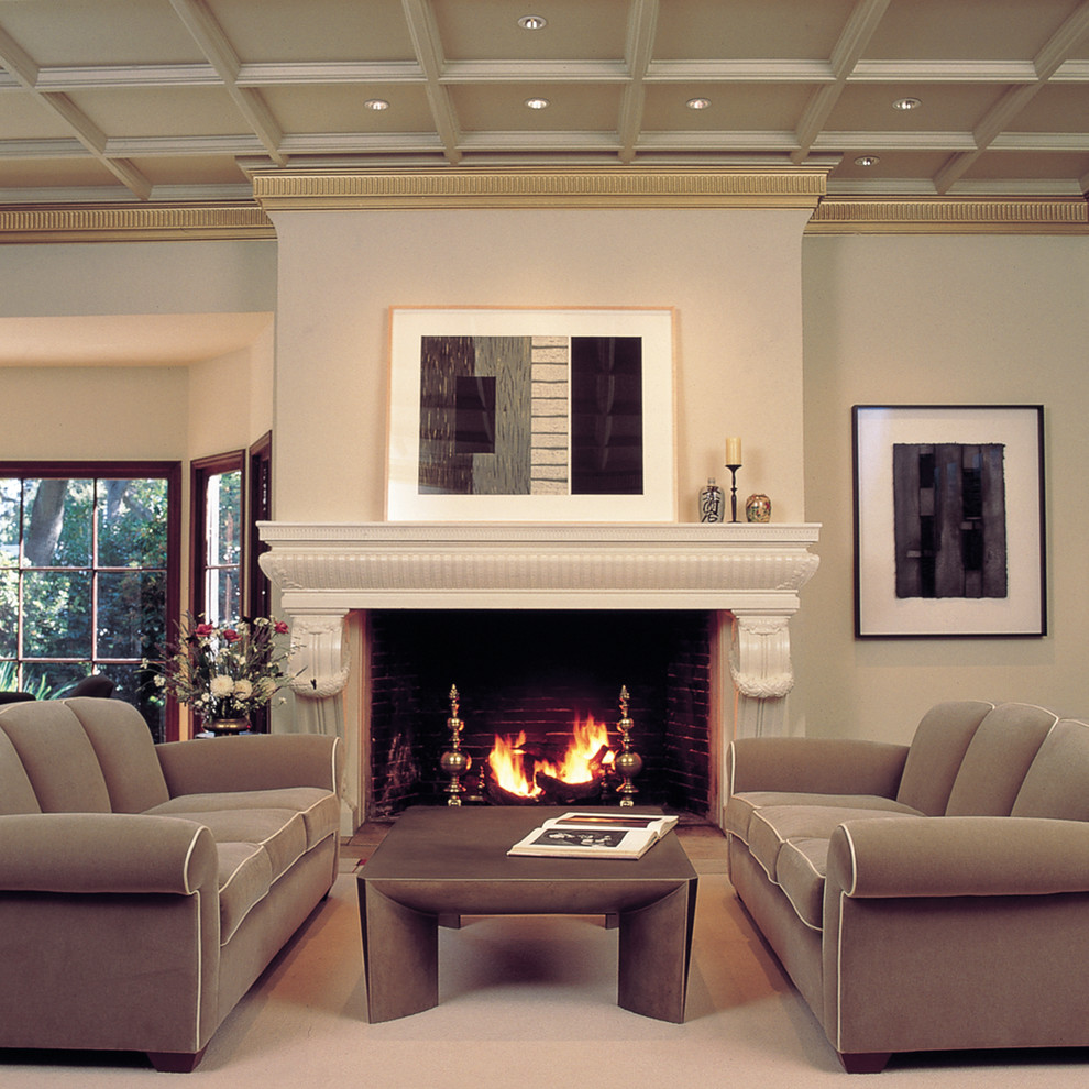 Design ideas for a traditional living room in San Francisco with a standard fireplace.