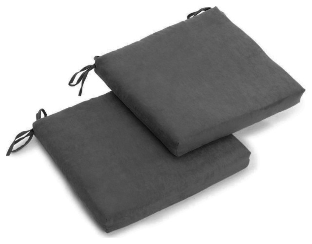 20"X19" Solid Microsuede Chair Cushions, Set of 2, Steel Gray