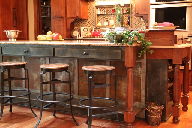 Rusty Metal Trunk Kitchen Island Eclectic Kitchen