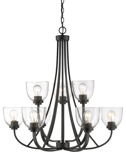 Ashton 9-Light Chandelier, Bronze With Clear Glass