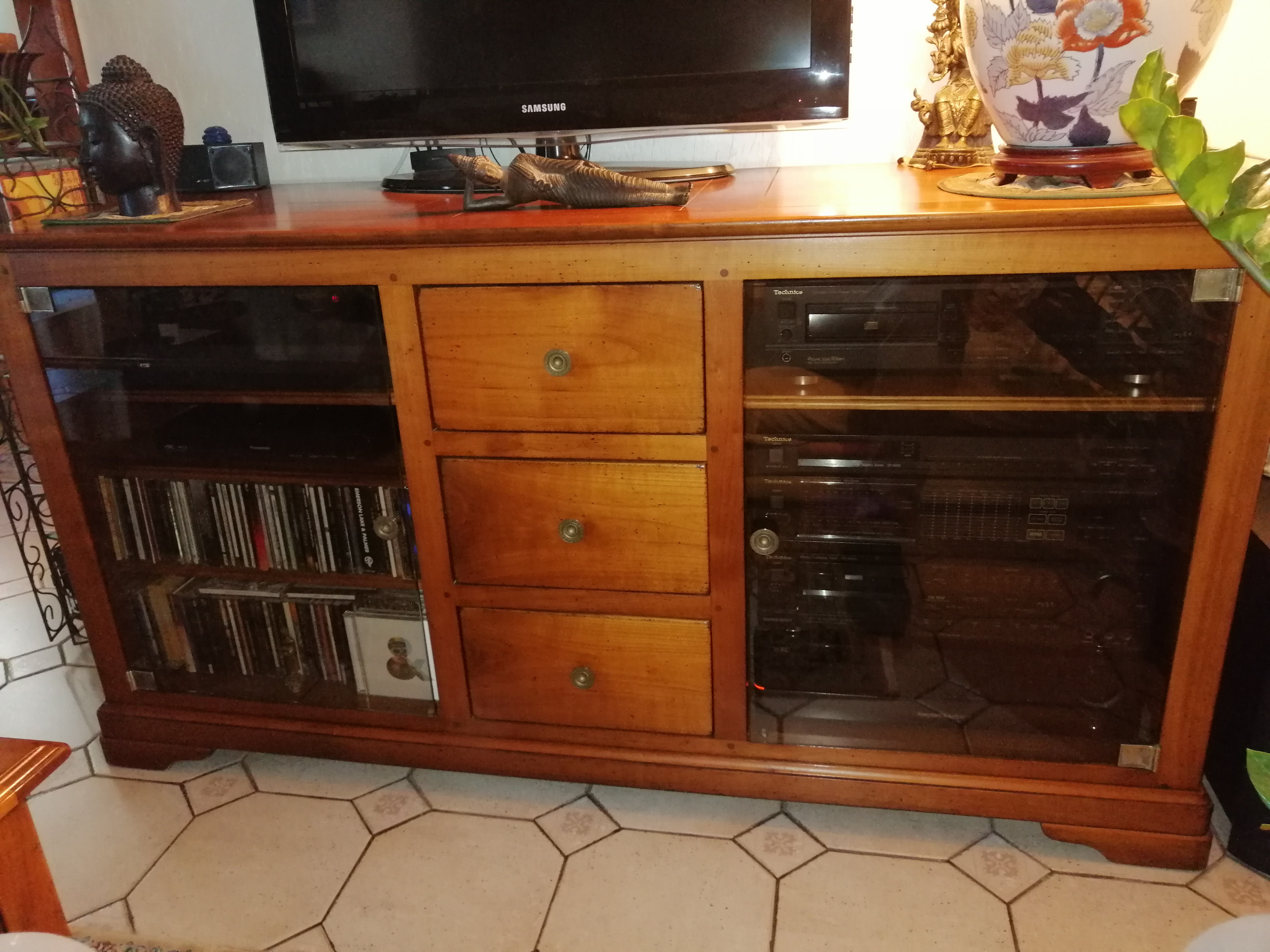 Meuble Hi-Fi en merisier massif