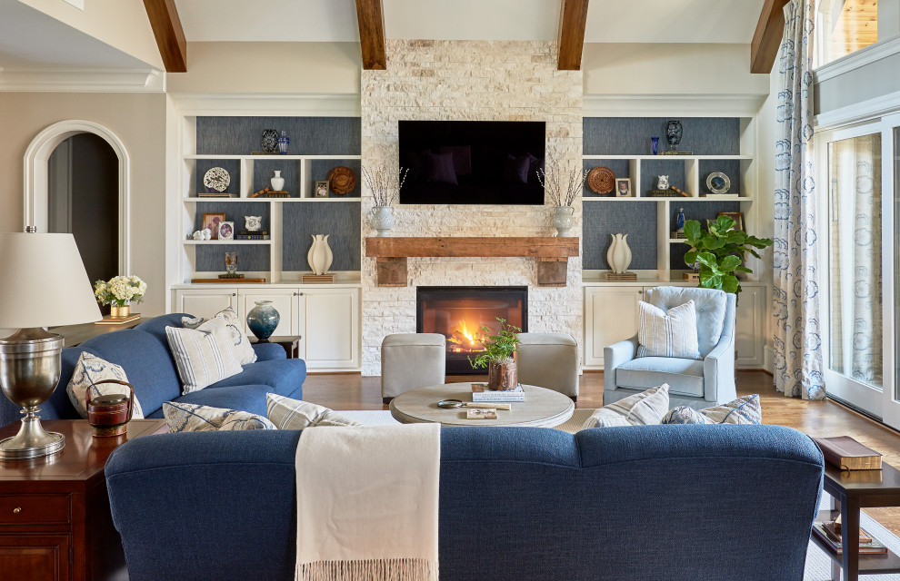 Living room - transitional living room idea in Raleigh