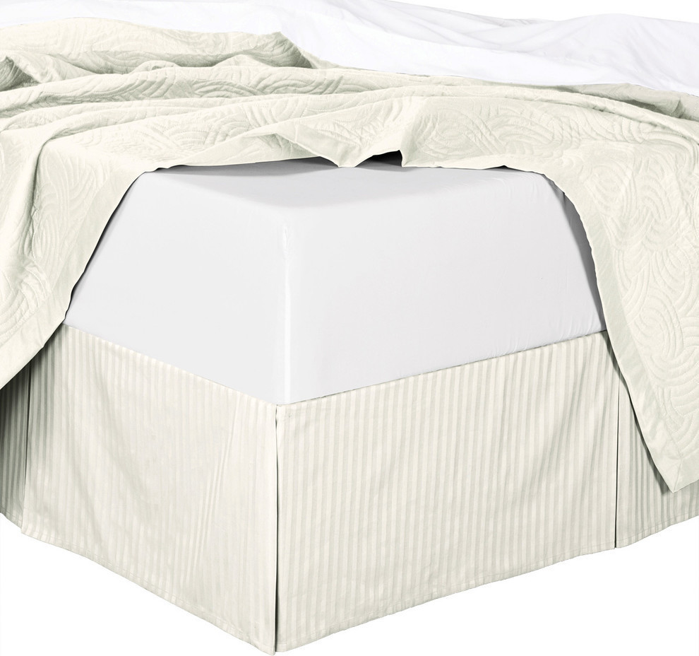 Cotton Split Corners Stripe 14" Drop Bed Skirt Contemporary