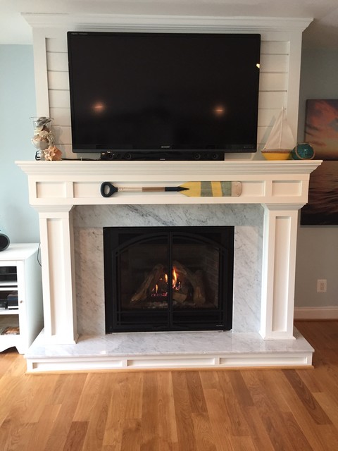 New Gas Fireplace With Cottage Design And Marble Surround