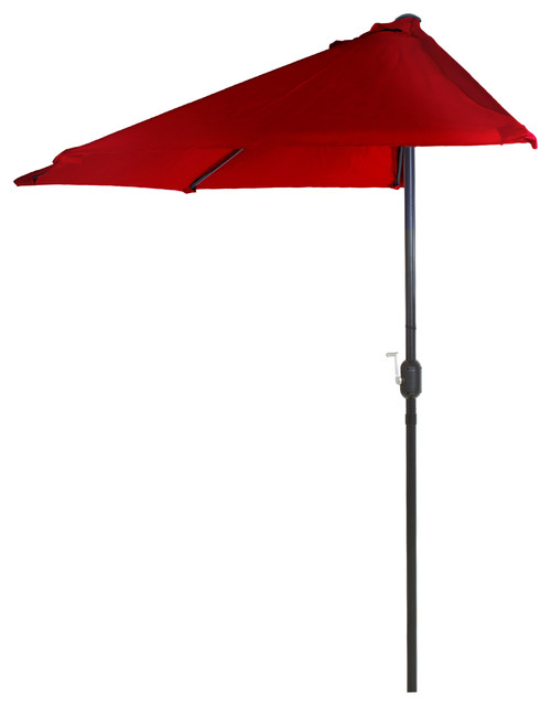 Pure Garden 9 Half Round Patio Umbrella Red