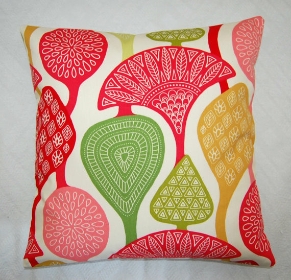 Retro Style Pillow Cover, Pink/Green/Mustard by Little Joobie Boo