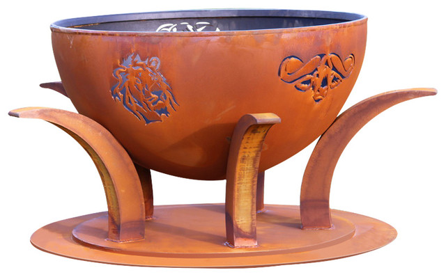 African Big Five Fire Pit With Glowing, Animal Fire Pit