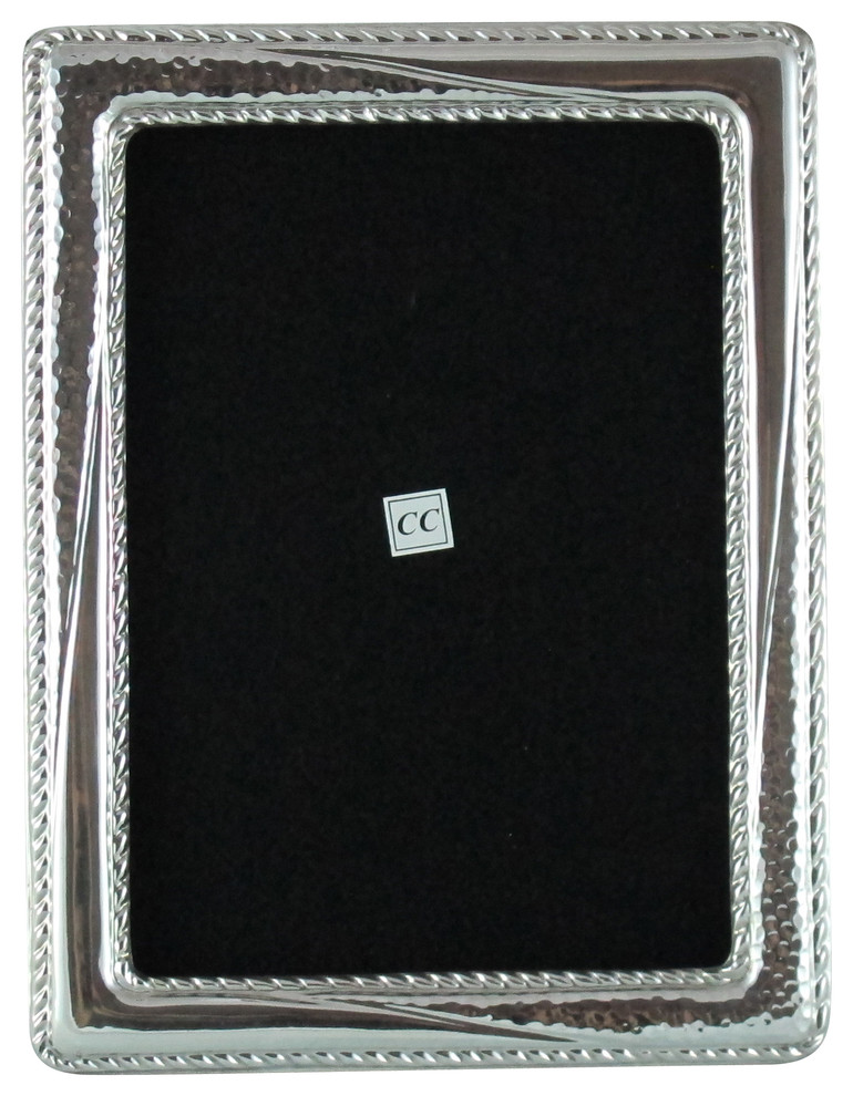 Sterling Silver 8x10 Picture Frame Smooth with Hammered Traditional