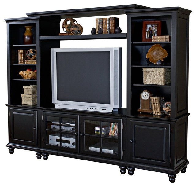 Hillsdale Furniture Grand Bay Small Entertainment Wall Unit, Black ...