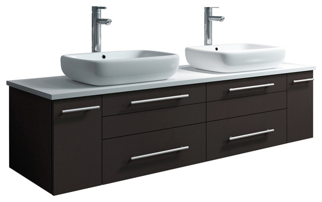 Lucera Wall Hung Bathroom Cabinet With Top Double Vessel Sinks
