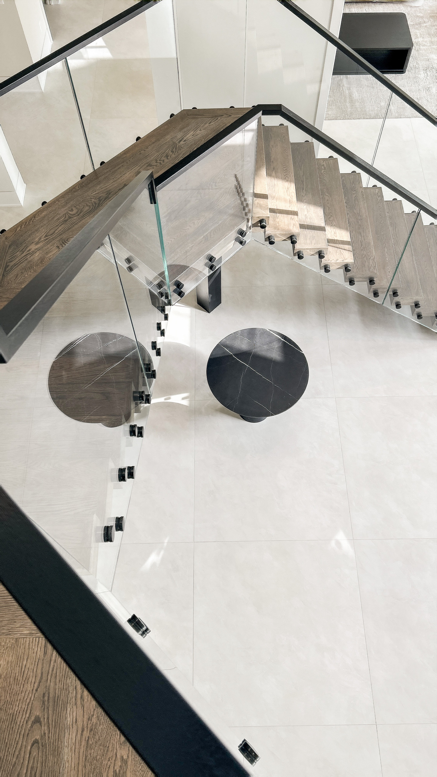 Project #159 | Modern Foyer Stair with Stand-off Glass Railing