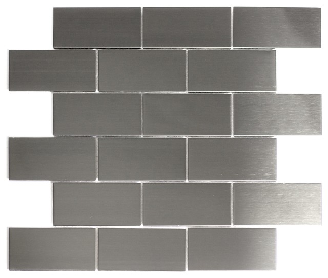 Enchanted Metals 2 in x 4 in Stainless Steel Brick Mosaic in Silver