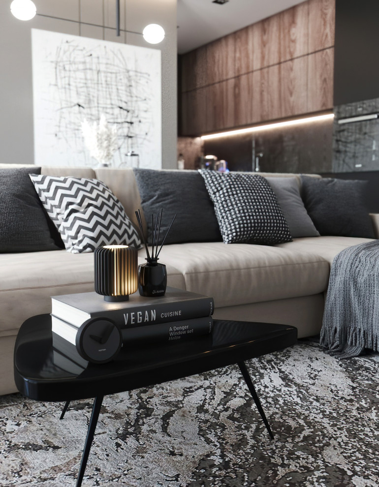 Квартира в спокойной цветовой гамме с нотками брутальности