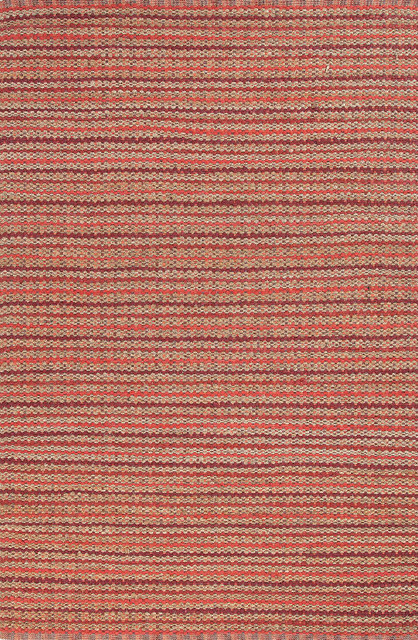 Jaipur Naturals Stripe Pattern Cotton/ Jute Red/Taupe Area Rug (3.6 x 5.6)