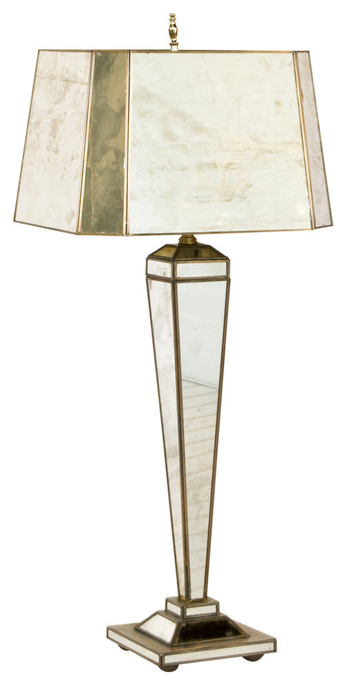 Prosecco Hollywood Regency Antique Mirror Table Lamp