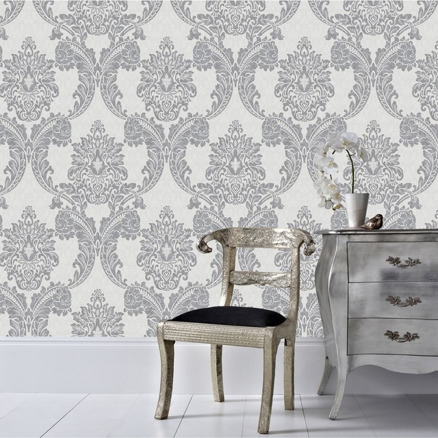 Regent Grey Wallpaper, Gray, 20x396