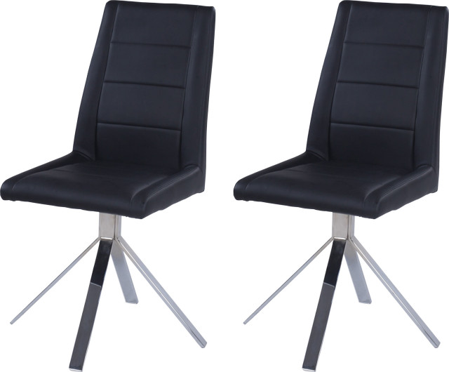 Channel Back Pyramid Base Chair (Set of 2) - Black
