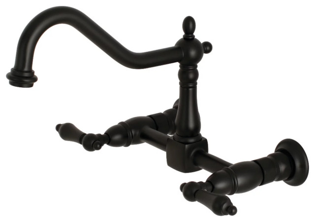Vintage Bridge Kitchen Faucet, Wall Mount Design With Dual Lever ...