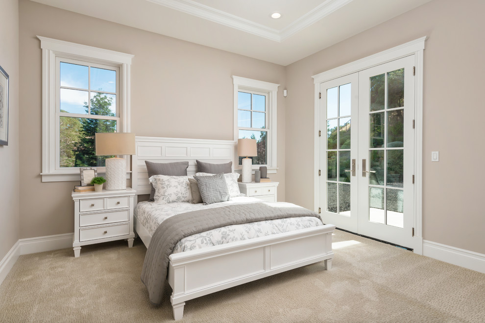 Photo of a traditional guest bedroom in San Francisco with grey walls and carpet.