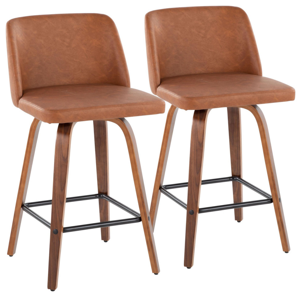 Toriano 26" Counter Stool, Set of 2 Midcentury Bar Stools And