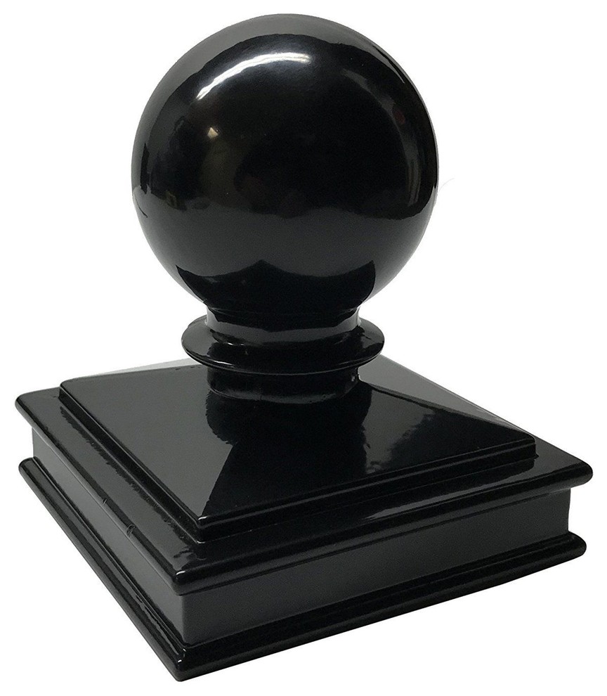 3"x3" Aluminium Ball Top Post Cap for Metal Posts, Pressure Fit, Black