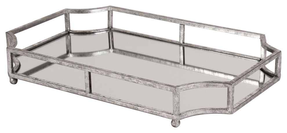 Kate and Laurel Ciel Metal Mirrored 12x18 Decorative Tray, Silver