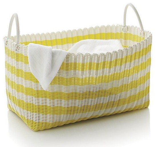 Yellow-White Stripe Laundry Hamper