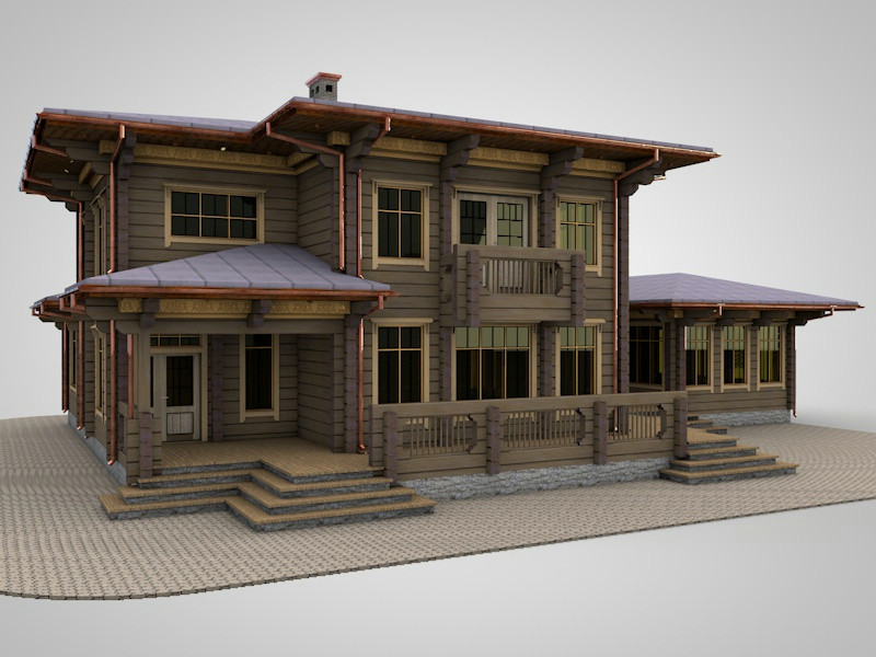 Двух этажный дом из клееного бруса с баней 325 м.кв.