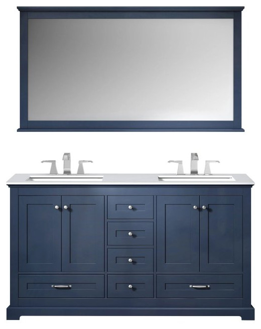 Dukes Modern Navy Blue 60" Double Vanity With Quartz Top - Transitional - Bathroom Vanities And ...