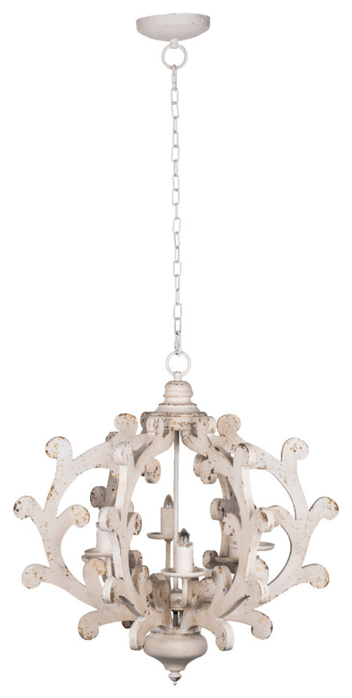 Country Chandelier, Vintage White French Country Chandeliers by