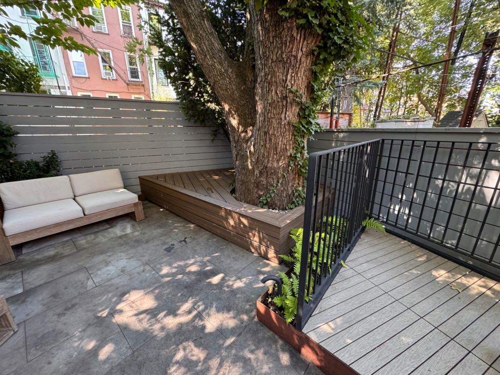 Park Slope backyard corten planters